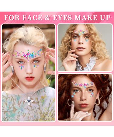 Self-Adhesive Rhinestone Face Jewels - 6 Sheets Multi-color Face Stickers for Women and Girls - DIY Makeup Gems and Nail Art Decorations - Buy Online on SooperMarket.com