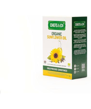 CHEFS & CO Organic COLD PRESSED Sunflower Oil | Unrefined | Premium Quality | Plant-Based Oil (3 L (Pack of 1)) 1 count (Pack of 1) - Buy Online on SooperMarket.com