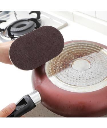 Tainrunse Stove Cleaning Sponge Brush Comfortable Grip Emery with Ergonomic Handle Mini Oil-Proof Quick Drying Multifunctional Kitchen Dish Pot Pan Bowl Sink Brown - Buy Online on SooperMarket.com