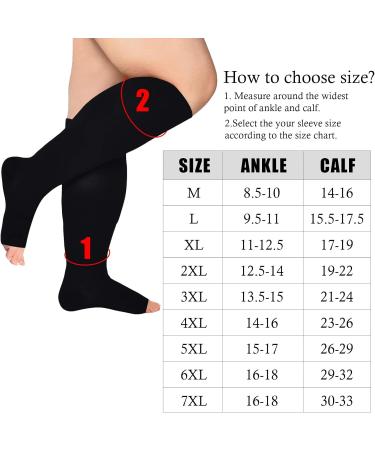 FEOYA Compression Stockings | Medical Thrombosis Socks for Men & Women | Open Lace Calves | Plantar Fasciitis & Heel Spur Support | Sizes M-7XL - Black - Buy Online on SooperMarket.com