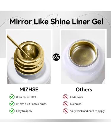 MIZHSE Gold & Silver Metallic Gel Nail Art - 3D Mirror Paint for Stunning French Designs | 7ML Soak Off Manicure Set - Buy Online on SooperMarket.com