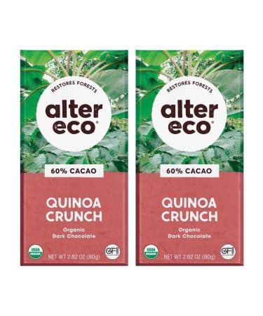 Alter Eco | Dark Chocolate Bars | Pure Dark Cocoa Fair Trade Organic Non-GMO Gluten Free (2-Pack Dark Quinoa Crunch)