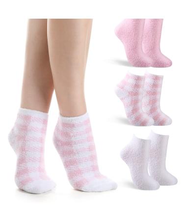 Tarpop 3 Pairs Aloe Socks Moisturizing Spa Socks for Dry Cracked Feet Infused Socks Gel Sleeping Fuzzy Socks Lotion Socks Aloe Vera Gel Socks for Women Men Repairing Softening Dry Feet Skins (Pink)