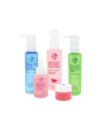 W7 Self-Care Skincare Gift Set - Moisturiser Serum Toner Cleanser & Lip Mask - Skin Care Kit for Natural Beautiful Skin