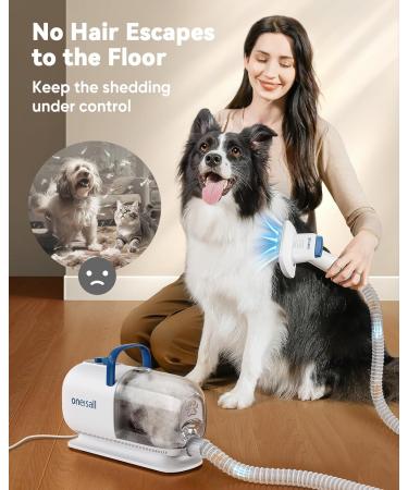 oneisall Dog Grooming Kit | Vacuum Blow Dryer & Clippers | 8 Tools for Shedding & Trimming | 7 Heat Levels | 2.5L Capacity - Buy Online on SooperMarket.com