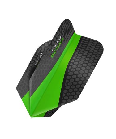 Harrows Retina | Premium Extra Strong 100 Micron Dart Flights in Slim Shape, 5 Sets of 3 Flights, 15 Flights In Total, Green