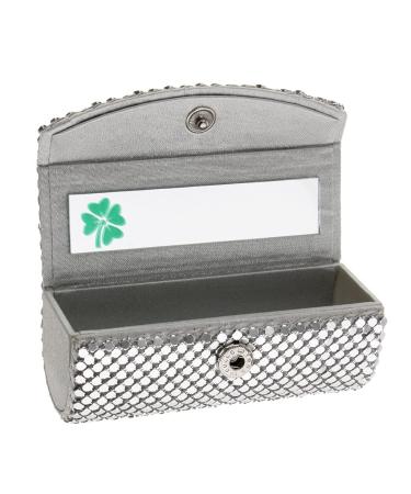 Lipstick box with mirror and snap fastener lipstick case - silver