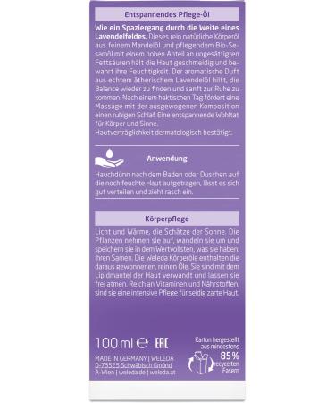 WELEDA Bio Lavender Body Oil - Natural Vegan Skin Care & Massage Oil with Almond & Sesame Oil for Relaxation (100ml) - Buy Online on SooperMarket.com