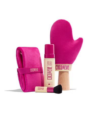 Coco & Eve Bali Bae Self Tan Set (Ultra Dark). All Natural Sunless Tanning Mousse. Instant Self Tanning Lotion with Bronzer  Mitt Applicator  Kabuki Brush and Back Applicator for Flawless Application and Bronze.