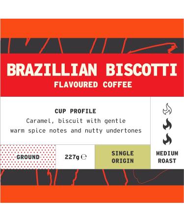 1kg Brazilian Biscotti Flavoured Ground Coffee - Caramel Nuts & Spice Notes - Arabica Medium Roast - Single Origin Omni Grind - Buy Online on SooperMarket.com