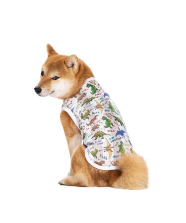 Pet clothing summer t-shirt cool breathable sun protection dog vest clothing outfit for medium-sized and large dogs (7xl white dinosaurs)