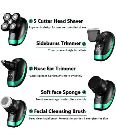 TEMKIN 5 in 1 Electric Shaver - Rechargeable Electric Razors with Floating Heads Hair Clipper Nose & Ear Trimmer Facial Cleaning Brush for Men - International Shipping Available - Buy Online on SooperMarket.com