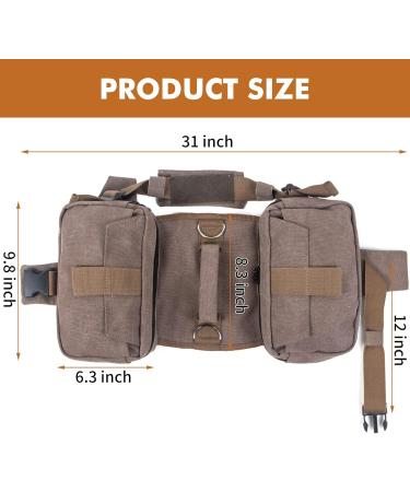 Medium Dark Yellow Dog Backpack Harness for Hiking & Travel | Medium & Large Dog Saddle Bag Rucksack with Leash - Buy Online on SooperMarket.com