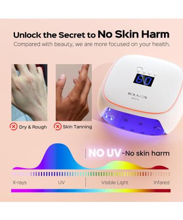 BOLASEN 60W LED Nail Lamp - Professional Gel Nail Dryer with Ceramic Tech No UV Damage Quick Drying Atmosphere Light & Metal Base - Buy Online on SooperMarket.com