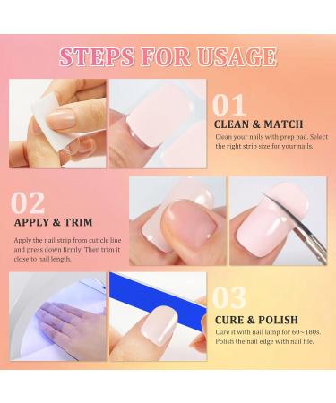 Semi Cured Gel Nail Wraps 22Pcs Pink Glitter Gel Nail Polish Strips Self-Adhesive Gel Nail Stickers Salon-Quality French Manicure Stickers with Soft Glossy Gel Finish Easy to Apply & Remove Sparkle Pink - Buy Online on SooperMarket.com
