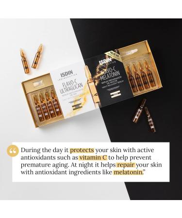 ISDIN Isdinceutics Day and Night Pack | Flavo-C Ultraglican (10 ampoules) and Flavo-C Melatonin (10 ampoules) | Daily Antioxidant Serum and Night Recovery Serum - Buy Online on SooperMarket.com