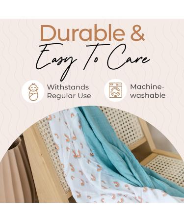 Fern & Avery Swaddle Blankets - Gender Neutral Muslin Swaddles for Baby Boy or Girl - Set of 2 Rainbow Blue Newborn Essential Receiving Blankets - Buy Online on SooperMarket.com