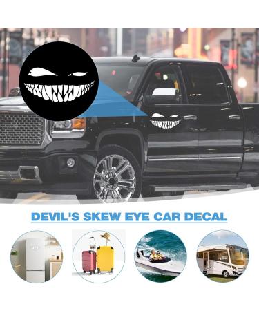 Funny Devil's Skew Eye Car Sticker | Reflective Self-Adhesive Auto Decal for Windows & Bumpers | SHICHANGDA Silver White - Buy Online on SooperMarket.com