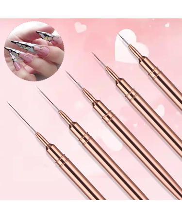 WLLHYF 5Pcs Nail Art Liner Brushes Painting Nail Art Brushes for Long Lines Details Fine Drawing Nail Dotting Drawing Tool Set 7mm/9mm/11mm/15mm/25mm(Gold - Buy Online on SooperMarket.com