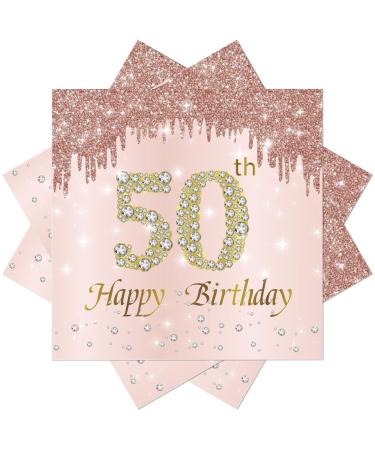 40 pieces pink napkin birthday 50th birthday pink paper party napkins 33 x 33cm paper napkins for man woman girl birthday party decoration pink 50th