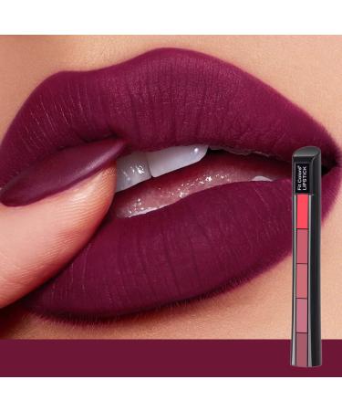 MIESCHER Colored Matte Nude Lipsticks Full Coverage Matte Lip Crayon Smooth Velvety Cream Lipstick Sexy&Bold Lip Makeup Non-Stick Cup Not Fade Lip Stain Waterproof Smudge Proof Lip Stick for Women(01 Bold Deep Red)