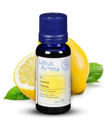 Lotus Aroma Premium Grade Lemon Essential Oil 100% Pure & Undiluted Relaxing Scent Natural Essential Oil For Humidifier Aromatherapy Oil Fragrance Oils - Huile Essentielle 0.5oz (15ml) Lemon 15 ml (Pack of 1)