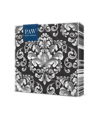 PAW - Napkins 3 -layer (33 x 33 cm) I 20 pieces I Perfect for communion wedding confirmation and celebrations I paper napkins colorful I Special occasions ornaments black i beautiful moments Beautiful moments black