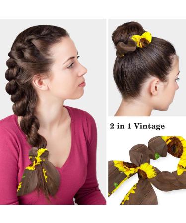 Nurse Scrub Caps - Sunflowers White Wooden Working Cap with Button and Bow Hair Scrunchie - Buy Online on SooperMarket.com