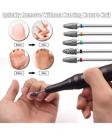 5pcs Tungsten Nail Drill Bits Set for Acrylic Nails - Professional Cuticle Polishing Bits for Manicure Pedicure - Electric Nail Files for Salon & Home Use - Buy Online on SooperMarket.com
