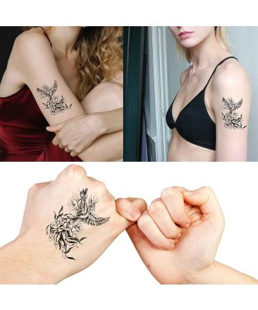 Dopetattoo 6 Sheets Temporary Fake Tattoos - Majestic Phoenix in Flowers Design for Men and Women - Neck, Arm, Chest - Buy Online on SooperMarket.com
