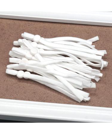 20 pcs Elastic Bands for Sewing with Silicone Adjustable Buckle Soft Elastic Cord Strap String Earloop Cord Locks Clips Rope for DIY Handmade Masks (White) Round Type