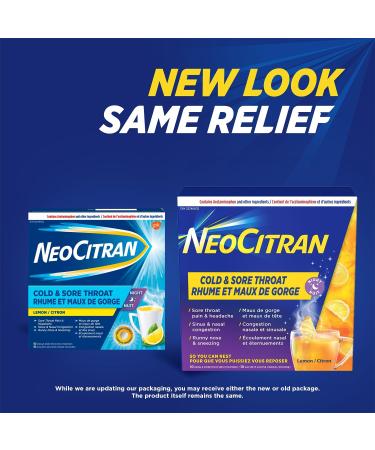 NeoCitran Cold & Sore Throat for Nighttime Relief Lemon 10 Count - Buy Online on SooperMarket.com
