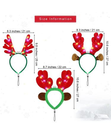 Pedgot 3 Pieces Light up Pet Christmas Headbands LED Pet Xmas Reindeer Antler Headbands for Christmas Holiday Supplies Accessory - Buy Online on SooperMarket.com