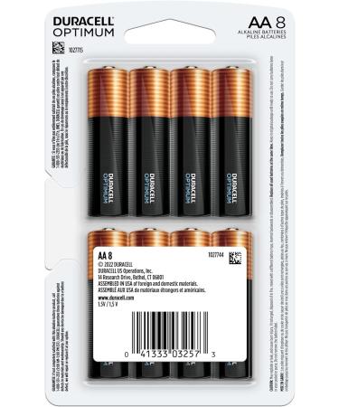 Duracell Optimum AA Batteries - 8 Count Pack | Long-Lasting Power & All-Purpose Alkaline Batteries for Household & Office Devices - Buy Online on SooperMarket.com
