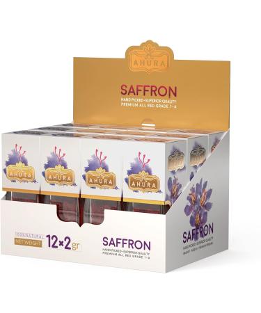Ahura Finest Natural Saffron Threads - Pure Grade 1 All Red Saffron Spice (2g Jar) - Ideal for Cooking Tea Paella Risotto Pasta Rice - No Additives - Buy Online on SooperMarket.com