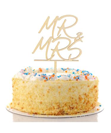 Wooden Mr and Mrs Cake Topper Wedding Cake Topper Bride and Groom Sign Wedding Engagement Cake Toppers Decoration Wedding Party Supplies (Style 1)