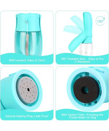 JOPHEK 300ml Portable Pet Drinking Bottle - Leak-Proof 180 Foldable Water Bottle with Activated Carbon Filter for Dogs & Cats - Ideal for Walking Traveling & Camping - Blue - Buy Online on SooperMarket.com