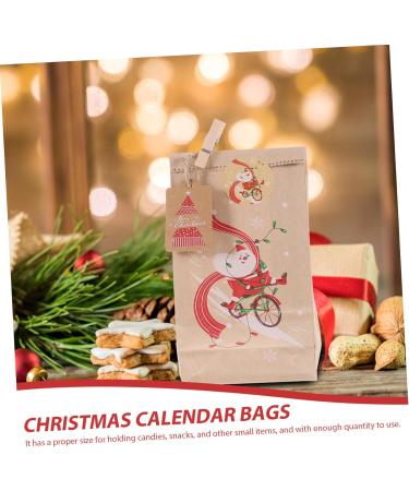 HOLIDYOYO 1 Set Xmas Advent Calendar Bags Xmas Candy Pouch Santa Bags Holiday Party Favor Rope As Shown 18.00X9.00X1.00CM - Buy Online on SooperMarket.com