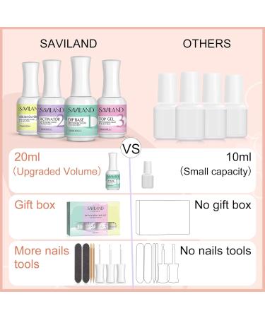 SAVILAND 12 PCS Dip Powder Liquid Set - 20 ml Nail Dip Liquid with Base Top Coat & Activator for French Nail Art | Ideal for Salon & Home Use - Buy Online on SooperMarket.com
