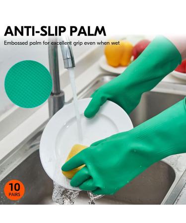 VGO 10 Pairs Reusable Kitchen Gloves - Long-Sleeved Multi-Functional Household Cleaning & Dishwashing - Green HH4601P1 - Buy Online on SooperMarket.com
