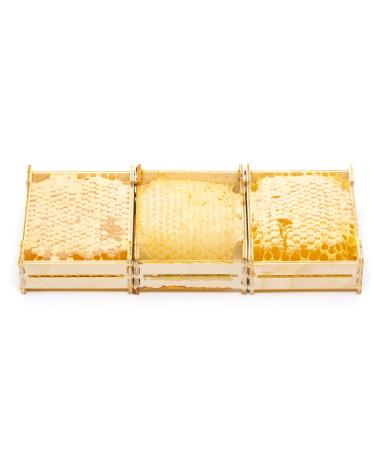 Fresh Honeycomb 3 x 350g - Real Raw Honey In Comb Wooden Frame Natural Made By Bees