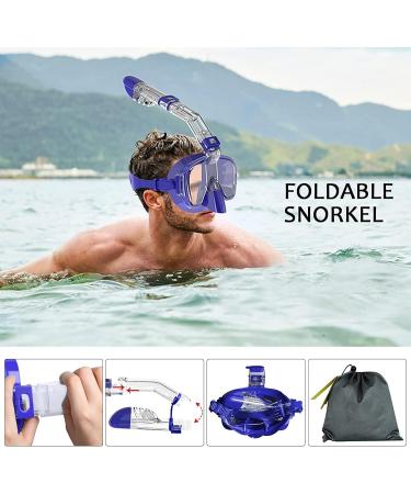 Bairuifu Foldable Snorkel Mask Set - 180 Panoramic View, Anti-Fog, Anti-Leak, Camera Mount - Ideal for Scuba Diving and Snorkeling - Adults, Men, Women, Youth, Kids - Buy Online on SooperMarket.com