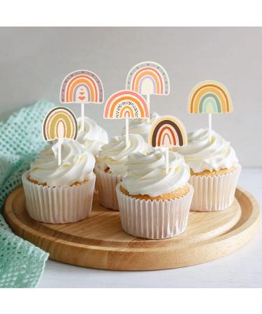 48 Pieces Boho Rainbow Cake Topper Boho Cupcake Topper Bohemian Theme Rainbow Cupcake Toppers for Girls Baby Shower Birthday Boho Rainbow Party Decoration Supplies - Buy Online on SooperMarket.com