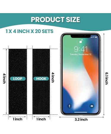 20 Sets Hook and Loop Strips with Adhesive  1 x 4 Inch Strong Back Adhesive Fasteners Tape  Double Sided Strips Mounting Tape  Black Total 80 Inch - Buy Online on SooperMarket.com