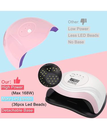 168W UV LED Nail Lamp for Fast Gel Nail Drying - Professional Salon Tool with 4 Timer Settings - Auto Sensor for Fingernail and Toenail - 1 Count - Buy Online on SooperMarket.com