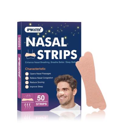 50Pcs Nasal Strips for Snoring Extra Strength Nose Strips Breathing Nose Tape for Sports and Sleep Anti Snoring Strips Help Stop Snoring and Nasal Congestion Relief Tan 50 pcs