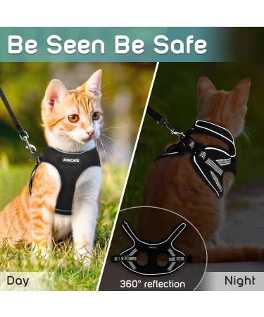 AOKCATS Escape Proof Cat Harness and Leash Set - Reflective Strips, Adjustable Comfort - Small Cat, Kitten - Black, Medium - Buy Online on SooperMarket.com