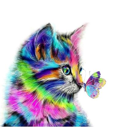 iCoostor Paint by Numbers DIY Acrylic Painting Kit for Kids & Adults Beginner  16 x 20 Cute Cat and Butterfly Pattern Cute Cat And Butterfly Frameless 16*20