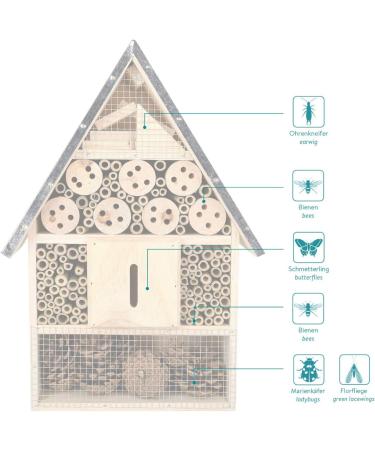 Navaris XL Wooden Insect Hotel - Natural Wood Garden Shelter for Bees, Butterflies, Ladybugs - 23 x 40 x 7 cm - Buy Online on SooperMarket.com