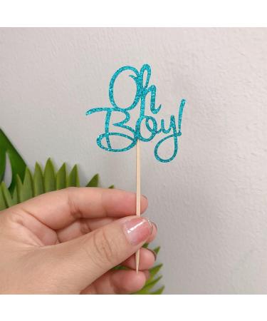 ALISSAR 24-Pack Glitter Blue Oh Boy Cupcake Toppers Cupcake Topper Picks for It'a A Boy Baby Shower Party Decoration Supplies - Buy Online on SooperMarket.com